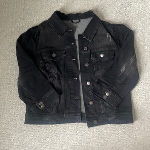 Distressed cropped denim jacket